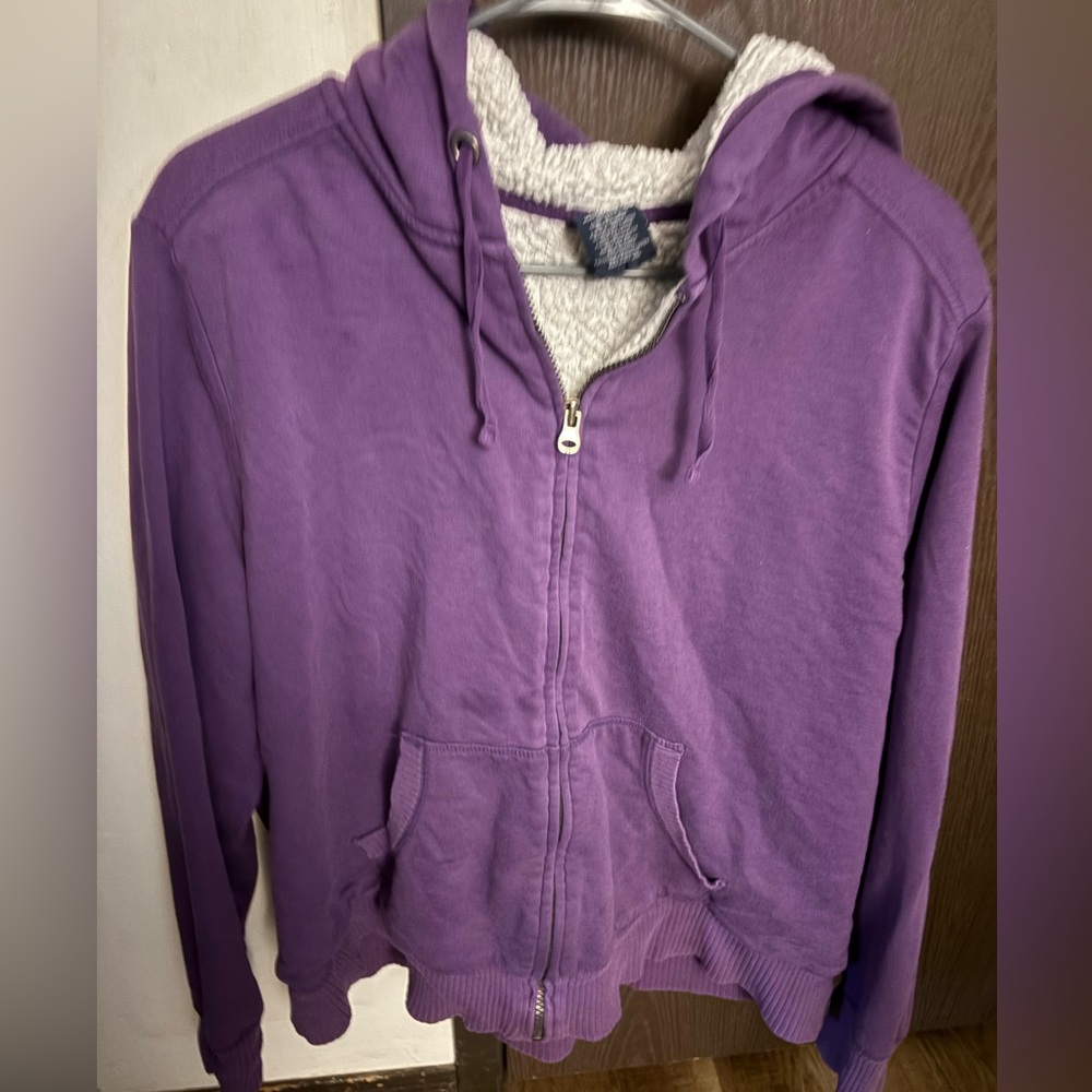 Faded Glory Purple Women's Zip-Up Thermal Hoodie XXL